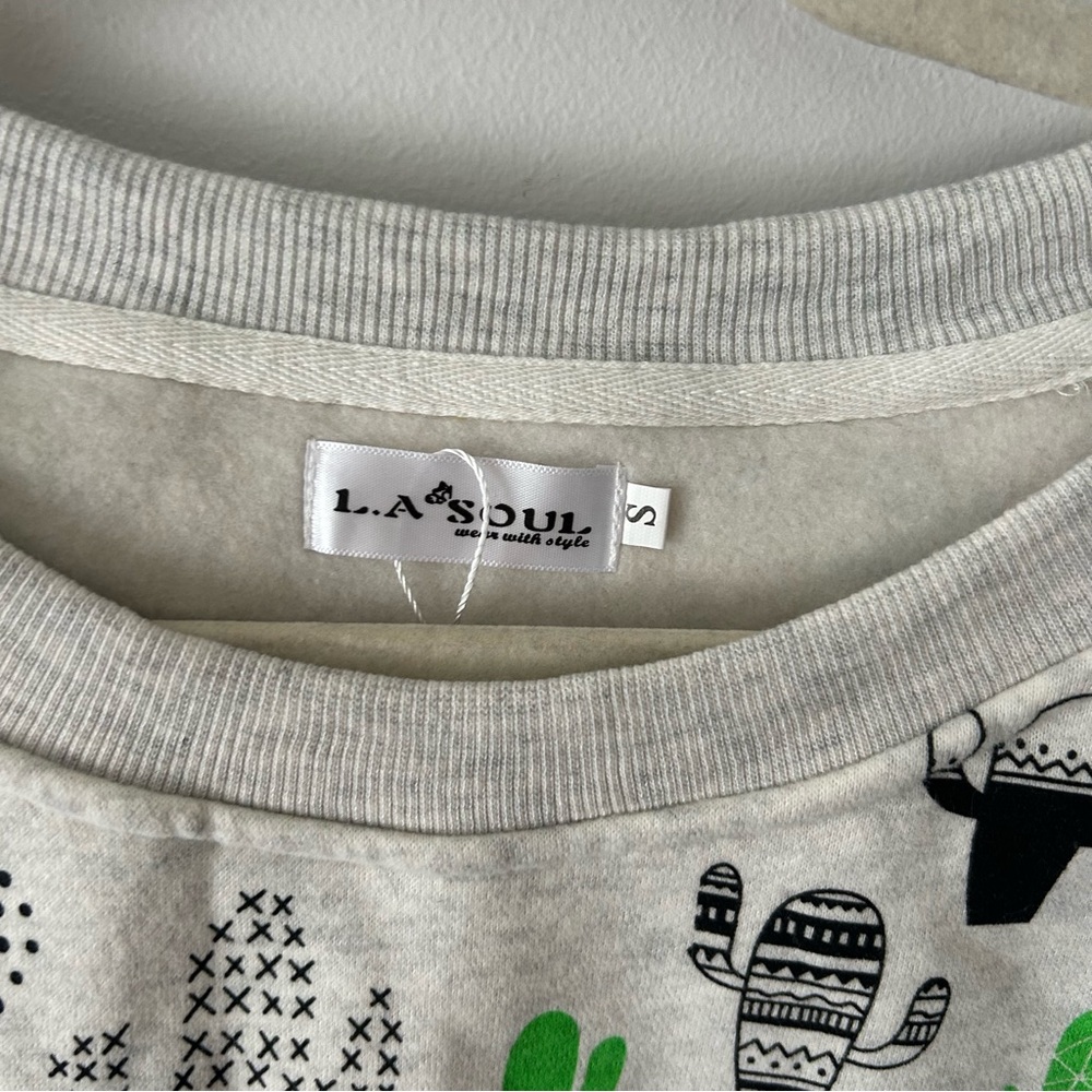 LA Soul allover cactus print crew neck S - Picture 3 of 6